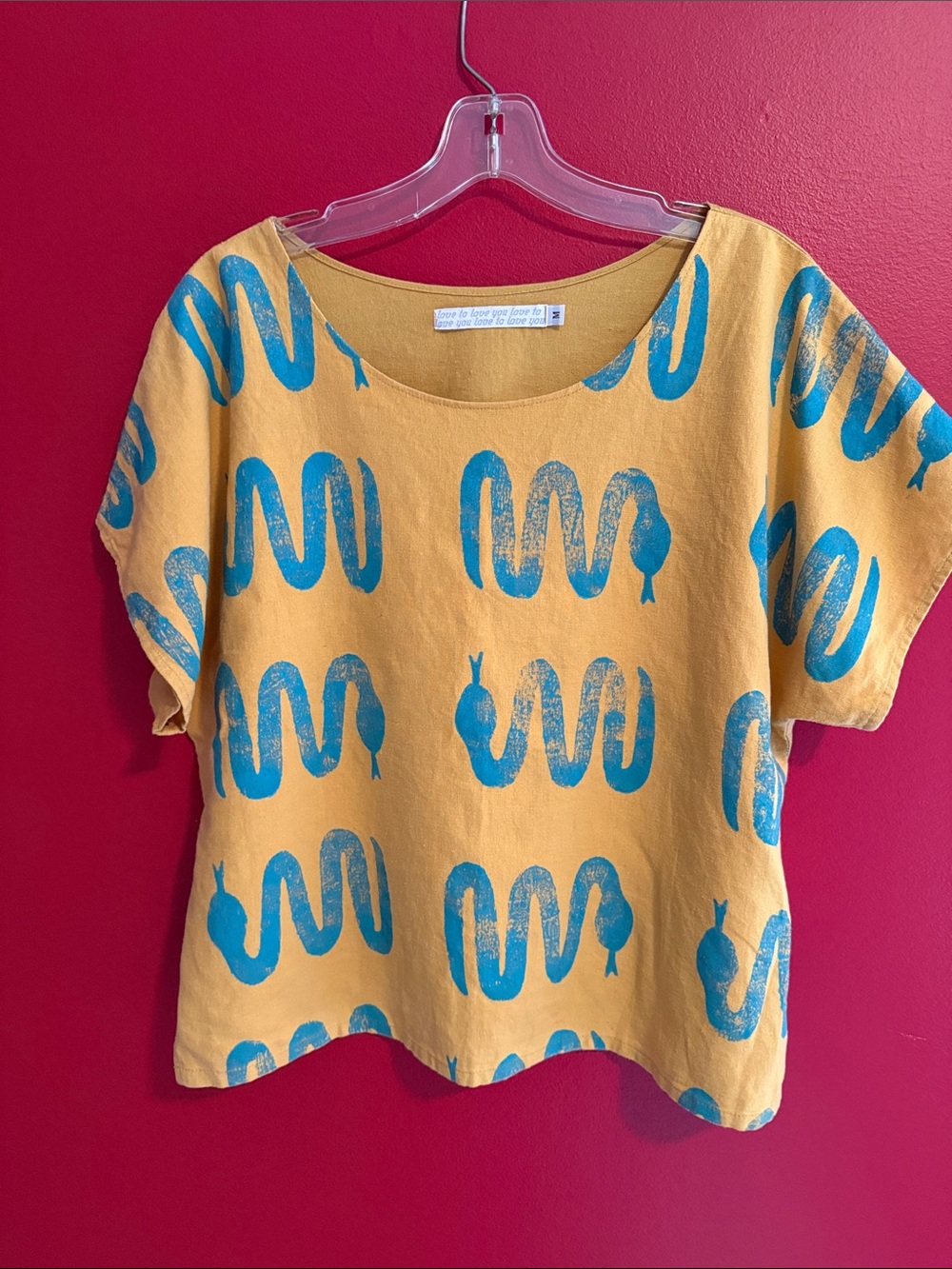 Love to Love You Snake Print Linen Top M